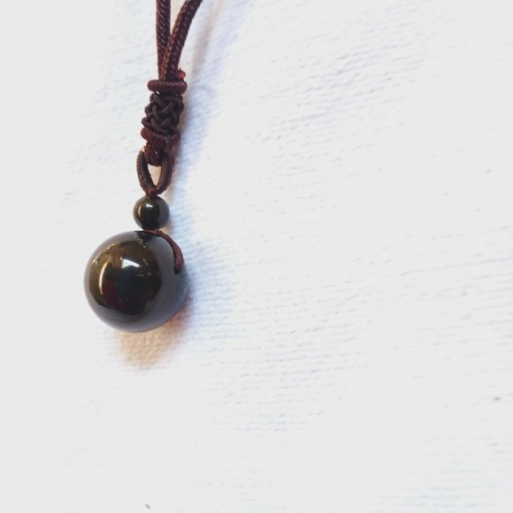 Unisex Beautiful Golden sheen Obsidian string pendant - Picture 11 of 11